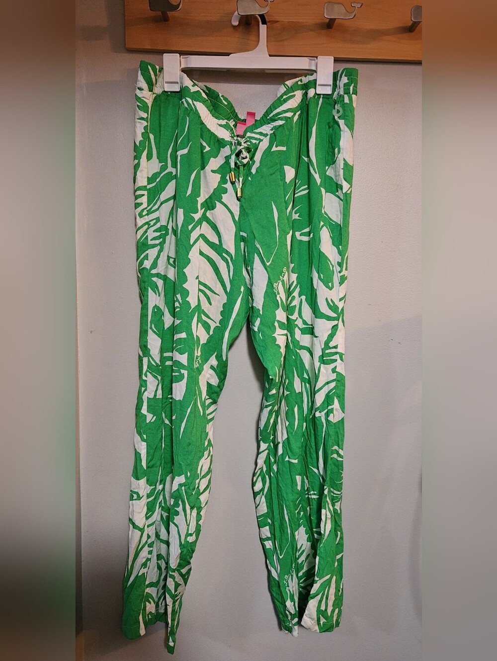 Lilly Pulitzer For Target Green and White Tropical Print Drawstring Pants